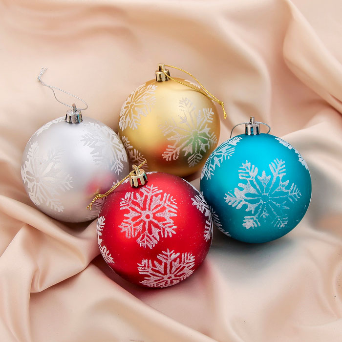 Новогодние шары Снежинки 4 шт 8 см SL1307162 Новогодние шары Снежинки 4 шт 8 см SL1307162